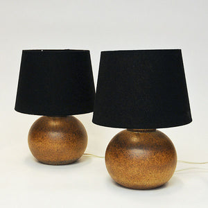 Brown Bruno Karlsson Ceramic table lamp pair for Ego Stengods, Sweden 1970s