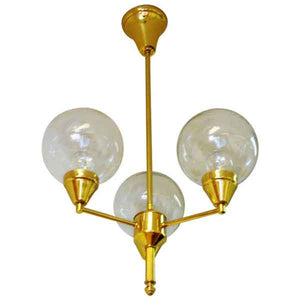 Brass Ceiling Lamp with Three Clear Glass Domes 1960s - Sweden