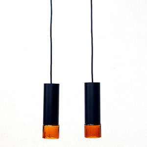 Swedish metal and glass ceiling or window pendant pair 1960s