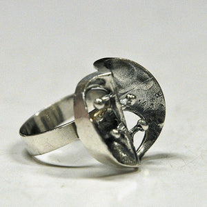 Brutalist silver ring by Örneus Guldsmeds AB, Sweden 1970