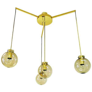 Large ceilinglamp of brass and glass by Høvik Verk, Norway 1970s