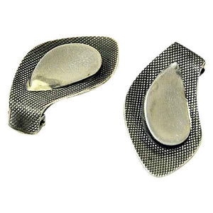 Pair of Leaf shaped silver ear rings `Speil` by Grete Prytz Kittelsen 1953, Norway