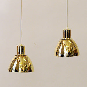 Coneshaped Pair of Brass lamp pendants Florina T618, Hans-Agne Jacobsson 1960s