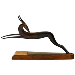 Elegant jumping vintage bronze deer 1960/70s-Chile