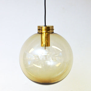 Smoke colored Glass dome pendant model 7714 by Jonas Hidle, Norway 1970s