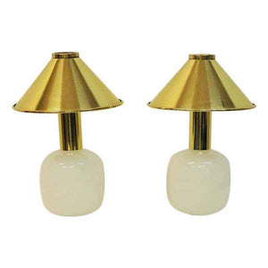 Norwegian pair of glass and brass table lamps from Høvik 1970s