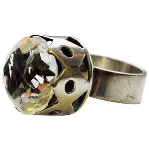 Crystal brilliantcut stone silver ring by Kaplan Stockholm 1967