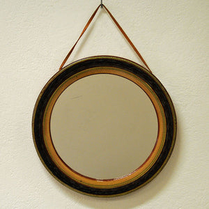 Round decorative mirror with ceramic frame 35 cm D - Scandinavian