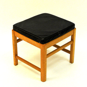 Oak taburette with black leather seat 1960s - Scandinavia