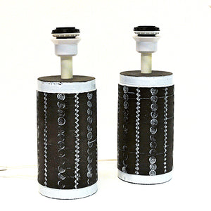 Swedish cylinder shaped ceramic tablelamps 1960s