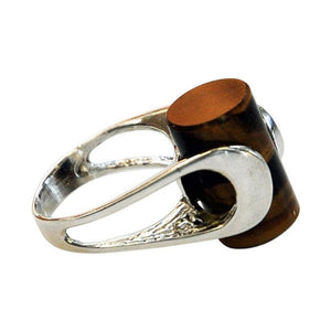Danish Silverring with a brown cylinder stone by Henning Ulrichsen 1970s