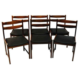 Midcentury Rosewood Diningchairs with Leatherette seats by Bruksbo, Norway 1960s