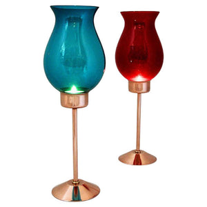 Swedish Candle holder pair with coloured glassdomes by Gnosjö Konstmide 1960s