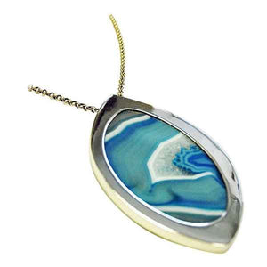Silver necklace with blue agate stone by Marianne Berg, Norway 1960s