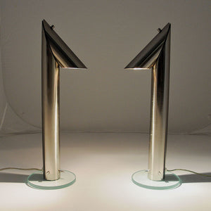 Long and stylish pair of metal table lamps by Markslöjd Sweden 1980s