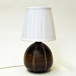 Brown oval shaped ceramic table lamp by Rörstrand Sweden 1940s