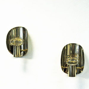 Norwegian vintage pair of Brass Wall Candleholders by Odel Messing 1960s