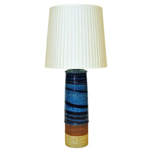 Vintage blue stoneware table lamp by Inger Persson for Rörstrand, Sweden 1960s
