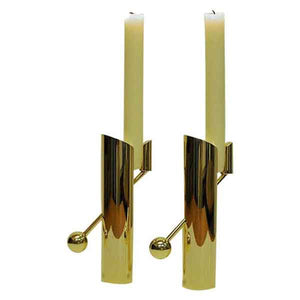 Brass candle holder pair Variabel by Pierre Forssell for Skultuna, Sweden 1960s