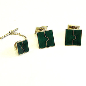 Cufflinks and tie pin set by Willy Winnæss 1970-80s, Norway