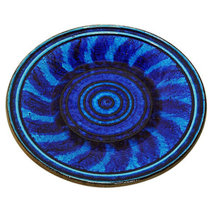Large blue Ceramic plate by Inger Persson for Rörstrand, Sweden 1960s