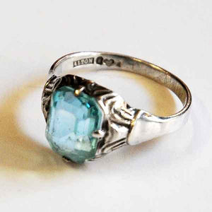 Light blue stone silver ring by KE Palmberg for Alton Sweden 1970s