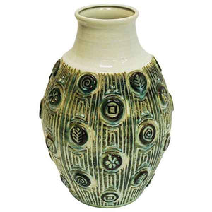 Ceramic vintage vase with symbols West Germany 1960s