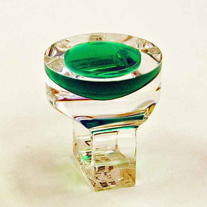 Acrylic vintage ring with circle green plate by Siv Lagerström 1970s, Sweden
