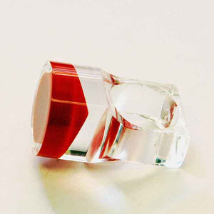 Acrylic vintage ring with round red plate by Siv Lagerström 1970s, Sweden