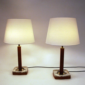 Lovely Swedish leather table lamp pair by Uppsala Armatur 1960s