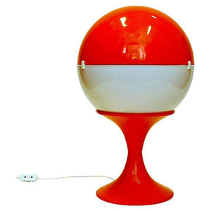 Skandinavisk vit och orange Space Age Globe Bordslampa 1970-tal