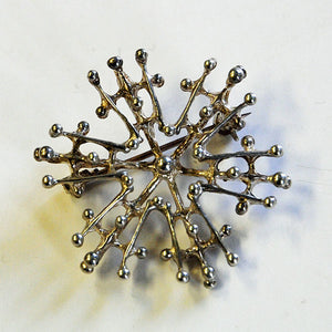 Silver brooch with melted look by Studio Else & Paul- Norway 1970s