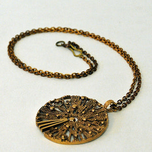 Round sunshaped vintage bronze necklace 1960-1970s