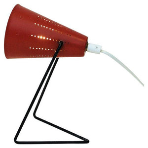 Swedish red metal table lamp by Svend Aage Holm-Sørensen 1950s