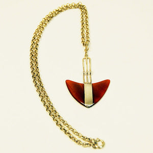 Sterling silver necklace with agate stone pendant by Victor Jansson, Sweden 1970s